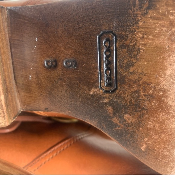 Coach Natale Women US 6 Cognac Leather Riding Boot Harness Knee High‎ Pull On - Picture 14 of 16